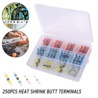 

250PCS Waterproof Solder Seal Wire Connectors Electrical Terminal Insulated Splices Kit Waterproof Insulation Solder Ring