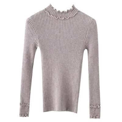 

Women Autumn Winter Knitwear Korean Half High Collar Bottom Turtleneck Plus Size Long-Sleeved Sweater