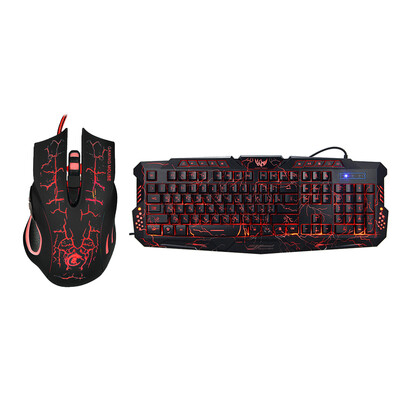 

J10 Keyboard Mouse Combo Colorful Adjustable LED Color Backlit Ergonomic Gaming Keyboard with Mouse Set for Gaming Fans Russian V