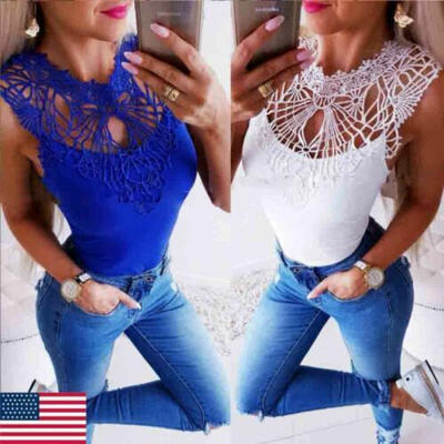 

Women Sleeveless Lace T Shirts Fashion Ladies Summer Casual Blouse Tops Shirt