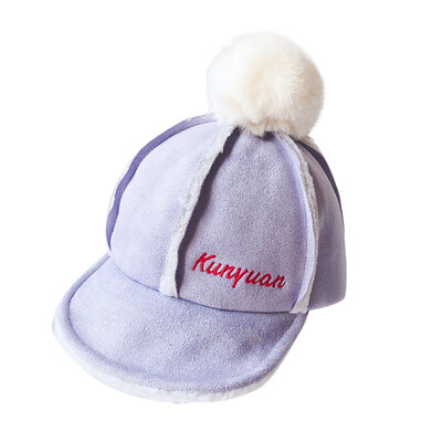 

Winter Boys Girls Caps Letter Printed Baseball Cap Children Tennis Casual Hip Hop Sun Corduroy Caps With Ball Design