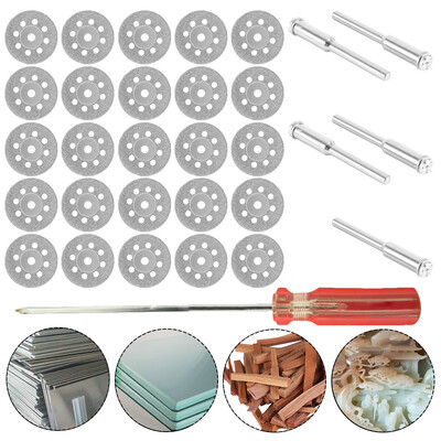 

31 PCS Emery Cutting Saw Blade Set with Emery-25pcs22mm 5 35mm Rods 1 Screwdriver