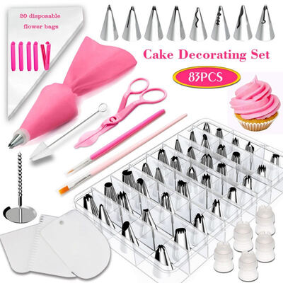 

83PCSSet Russian Nozzles Rose Tips Cake Cream Decorating Disposable Icing Pastry Bags Pastry Bag Nozzles Tips