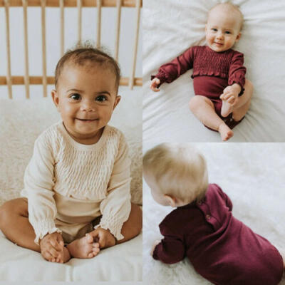 

Newborn Toddler Baby Girl Ruffle Striped Clothes Cotton Romper Jumpsuit Outfit