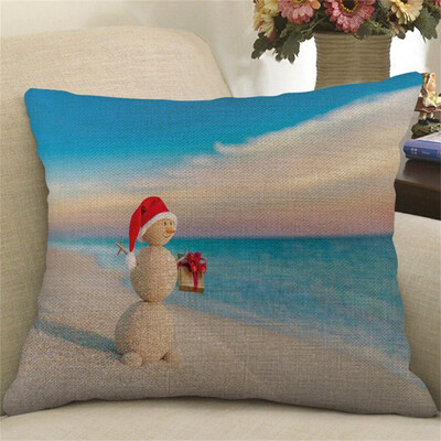 

Gobestart Christmas Print Pillow Case Flax Pillowcase Sofa Car Cushion Cover Home Decor