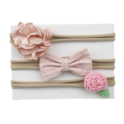 

Children Cute Bow Flower High Elastic Nylon Hair Band Set Baby Hair Accessories