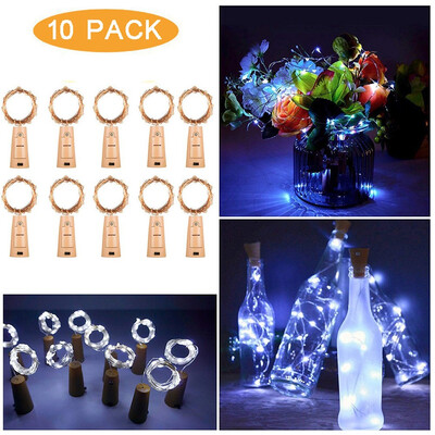 

Gobestart 10pcs 20 LED Night Fairy Waterproof Cool White Wine Bottle Lights For Party
