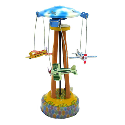 

YIWULATinplate Nostalgic Clockwork Chain Toy Single Wing Rotary Aircraft