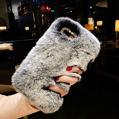 

Cute Bunny Fluffy Rabbit Ears Warm Furry Cover Case For Huawei Honor 7A Pro