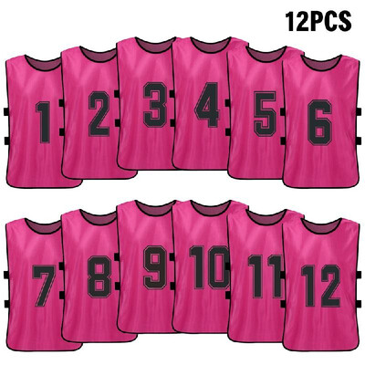 

12 PCS Adults Soccer Pinnies Quick Drying Football Team Jerseys Youth Sports Scrimmage Soccer Team Training Numbered Bibs Practice