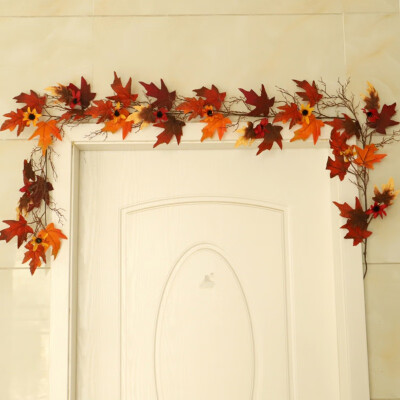 

Artificial Flowers Maple Leaves String Light Garland Artificial Plants Wreath Dried Flowers for Home Autumn Decorations
