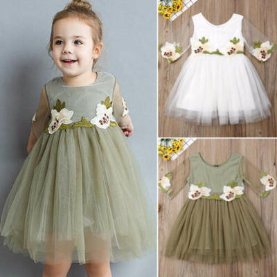 

Toddler Baby Girl Princess Dress Flower Kid Party Pageant Casual Tulle Dresses