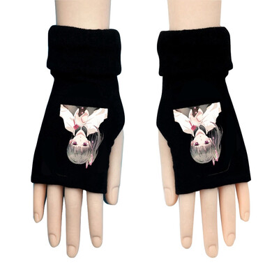 

Anime Demon Slayer Kimetsu No Yaiba Winter Warm Cotton Unisex Long Fingerless Gloves Work Halffinger Gloves With Thumb Hole
