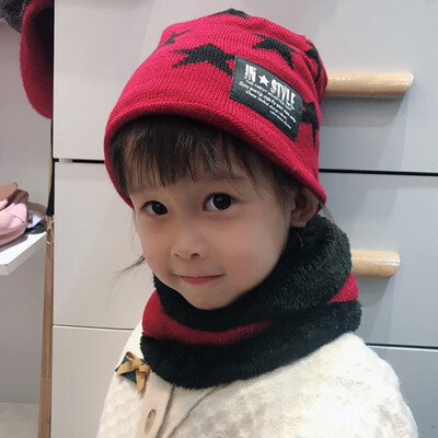 

Children Baby Boys Girls Winter Warmer Scarf Star Print Hat Infant Collar Scarves Neckerchief Head Wear Set