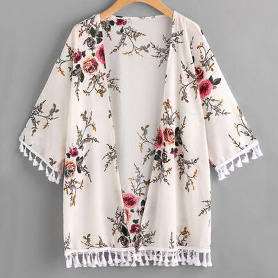 

Print Chiffon Sunscreen Beach Wear Bloues Shirts Casual Spliced Chiffon Bloues
