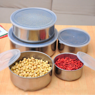 

5PcsSet Stainless Steel Airtight Food Storage Container Preservation Box Case