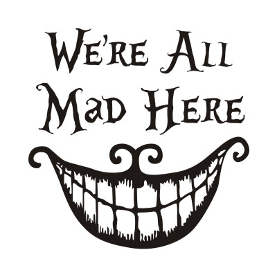 

We All Mad Here Halloween wall sticker House Bedroom Kid Room Decoration Big Mouth Pattern Vinyl Removable Wall Decor Art Decals