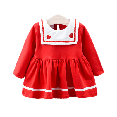 

Baby Girls Long Sleeve Heart Print Dress Autumn Casual Kids Princess Pageant Dresses