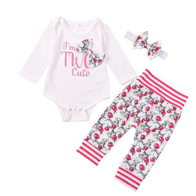 

Baby Sets for Girls Cotton Full Sleeve One-piece Top Printing Pants Headwear or Hat Baby boy girl Clothes