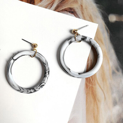 

1 Pair Acrylic Ear Studs Translucent Large Circle Ear Drop Unique Trend Trendy