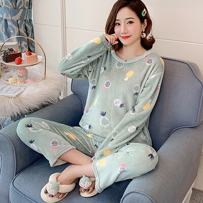 

Women Pajamas Set Autumn Winter Kawaii Cartoon Printed Nightgown Cute Sleepwear Casual Homewear Female Nightwear