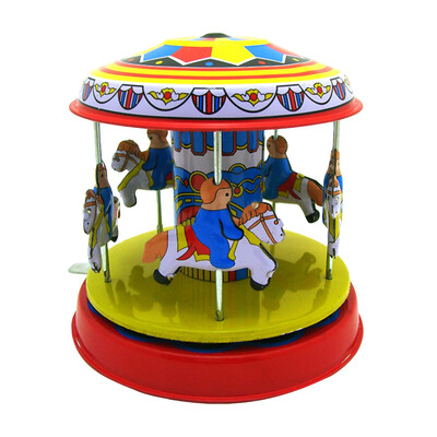 

YIWULATinplate Nostalgic Showcase Toy Photography Prop Merry-Go-Round