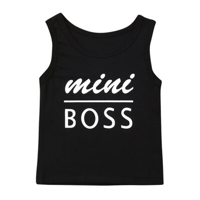 

Summer Baby Boy Sleeveless T-Shirts For Kids Letter Printed Tops Tees Shirts Casual Blouse