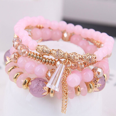 

Retro Handmade Multi-layer Crystal Beads Bracelet for Girls Woman Chic Gift Nice