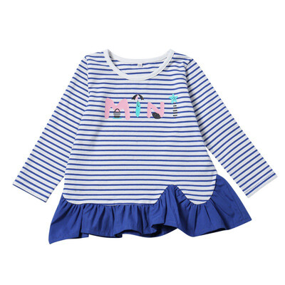 

Baby Girls Autumn Warm Letter Patchwork Striped Dress High Quality Kids Children Long Sleeve Casual Soft Cotton Clothing Dress