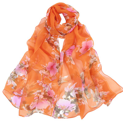 

Gobestart Fashion Women Peach Blossom Printing Long Soft Wrap Scarf Ladies Shawl Scarves
