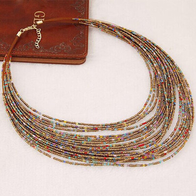 

Fashion Boho Necklace Womens Jewellery Beads Multilayer Choker Statement Pendant