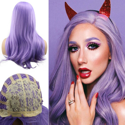 

〖Follure〗Womens Fashion Wig Purple Synthetic Hair Long Wigs Wave Curly Wig
