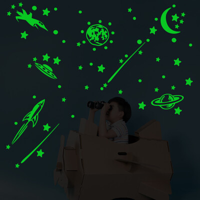 

Gobestart Glow In The Dark Star Wall Stickers Round Stars Moon Dot Luminous Kid Room Decor