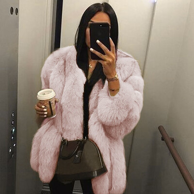 

Toponeto Women Plus Size Short Faux Coat Warm Furry Jacket Long Sleeve Outerwear