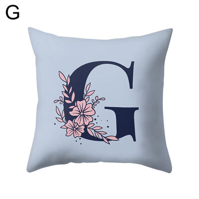 

Modern Capital Letter Flower Pillow Case Waist Throw Cushion Cover Home Decor