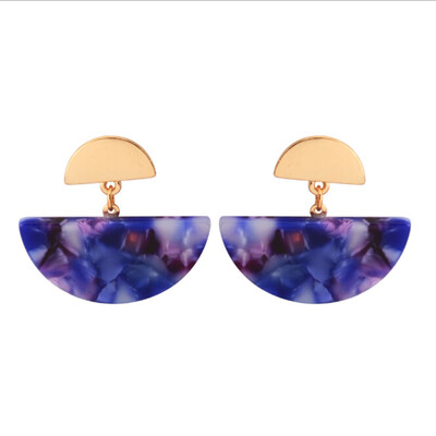 

1Pair Crystal Resin Stone Earings For Women Jewelry Handmade Semicircle Drusy Drop Dangle Earing Eardrop Long Earrings Dropship