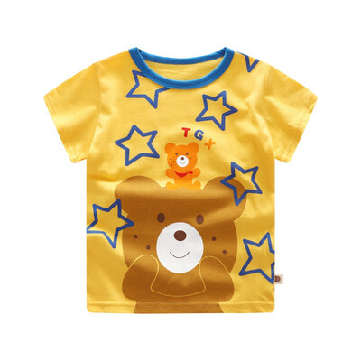 

Summer Toddler Kids Candy Color Tees Cartoon Cotton Baby Boys Girls T-shirts Short Sleeve Casual Clothing 0-5T