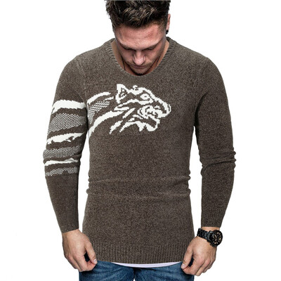 

Toponeto Men New Autumn Winter Splicing Casual Long Sleeve Knitting Sweaters Tops Blouse