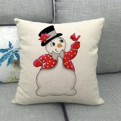 

1pcs Christmas Sofa Pillow Case 3d Snowman Cushion Cover Flax White Lovely