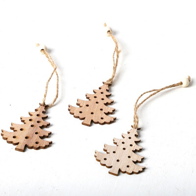 

3Pcs Christmas Hanging Wooden Ornaments Laser Cutting Wood Slice Gift Tag Pendants For Holiday Season Festival Arbol De Navidad
