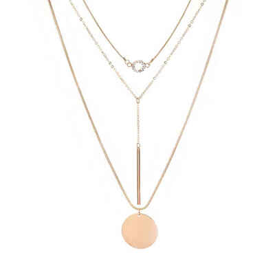 

Lovely Style 3 Layers Adjustable Necklace Set Multilayer Pendant Long Chain Choker for Girl Women Gift