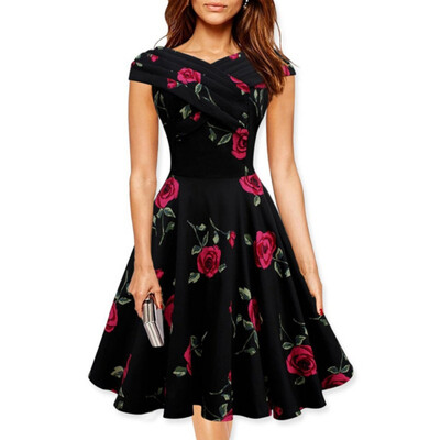 

Women Slim Floral Dress Sleeveless Bodycon Natural Party Cocktail Mini Dress