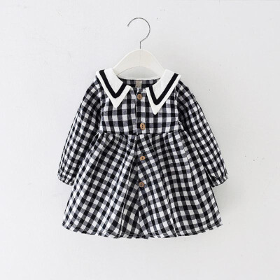 

Autumn Girl Dresses 18M-4Y Casual Plaid Print Long Sleeve Kids Toddler Baby Girls Pageant Dress Kids Princess Dresses 2Colors