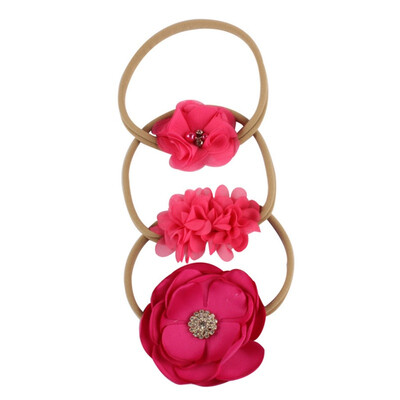 

3pcsSet New Fashion Childrens Hair Ring Hair Accessories Set Chiffon Flower Baby Girls Hairband Headwear