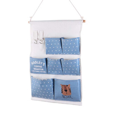 

7-Pocket Hanging Bag Wall Cotton Linen Cloth Hanging Organizer Storage Bag