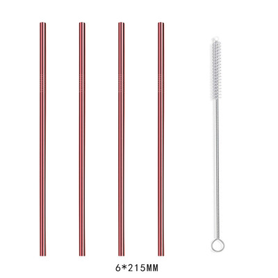 

4 Pcs Stainless Steel Drinking Reusable Straws Cleaner Brush Kit