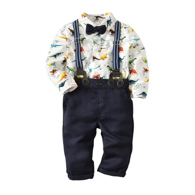 

Gentleman Set Boys Long-sleeved RomperBib PantBow Tie 3pcs Suit New Autumn Children Clothing Baby Outfits 3M-3Y