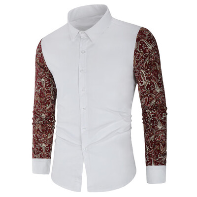 

Toponeto Fashion Mens Needle show Autumn Long Sleeve Casual Fit Buttons Round Top Blouse