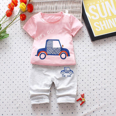 

Boys Sets Baby cartoon pattern short sleeve two-piece Children Set Toddler Clothing