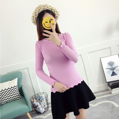 

Women Slim Long Sleeve Bottoming Sweater Sexy Tight Knitted Autumn High Elastic Soft Pullovers O neck Sweaters